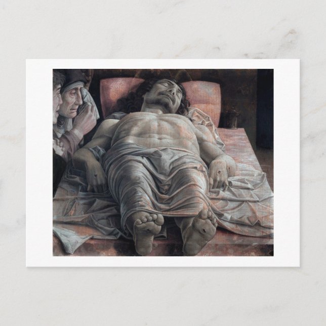 Postal La Lamentación por el Cristo muerto, Mantegna (Anverso)