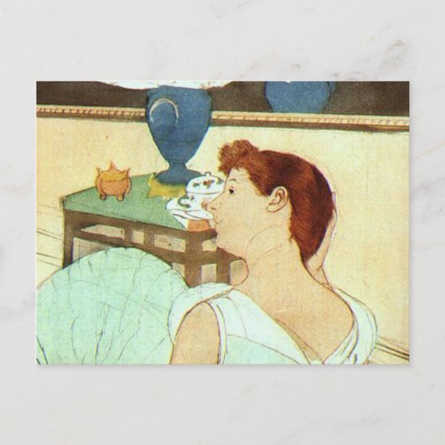 Postal La lámpara, Mary Cassatt (Anverso)