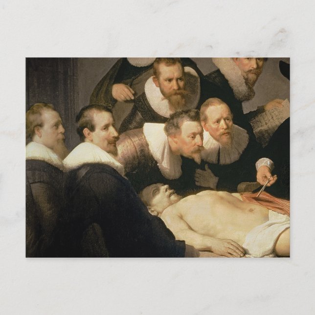 Postal La lección de la anatomía del Dr. Nicolaes Tulp, (Anverso)
