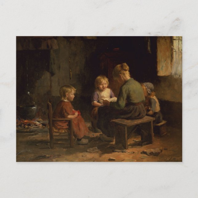 Postal La lección de lectura (Anverso)