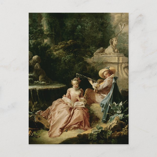 Postal La lección de música, 1749 (Anverso)