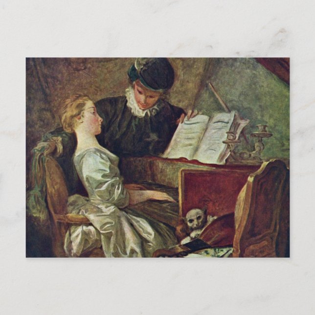 Postal La Lección De Música, De Fragonard, Jean-Honoré (L (Anverso)