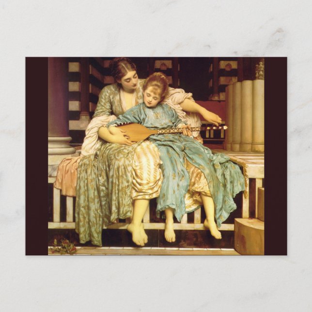 Postal La lección de música de Frederic Leighton (Anverso)