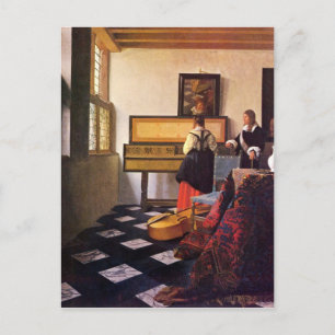 Postal La lección de música de Johannes Vermeer