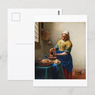 Postal La lechera   Johannes Vermeer  