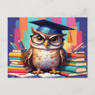 Postal La lechuza del académico