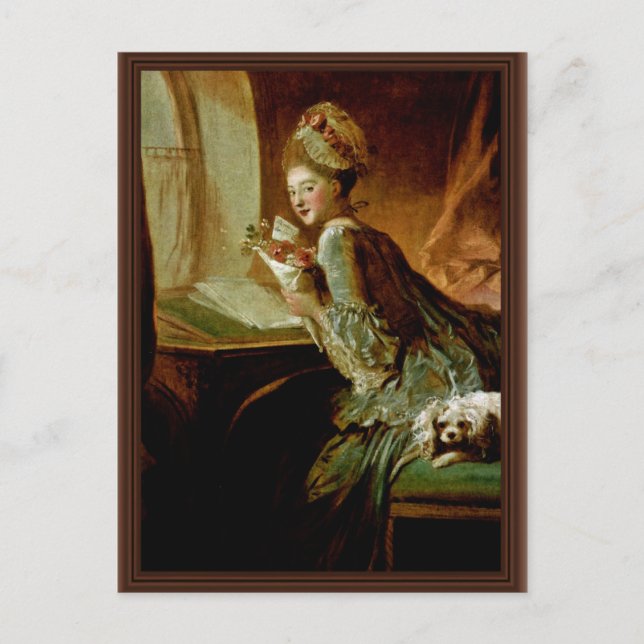 Postal La letra de amor, por Fragonard, Jean Honoré (Anverso)