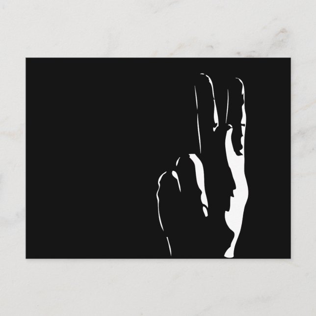 Postal la letra K en lenguaje de signos (Anverso)