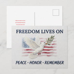 Postal La Libertad Vive en el Día Patriótico de los Caído