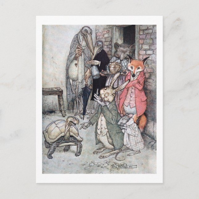 Postal La liebre y la tortuga (Anverso)