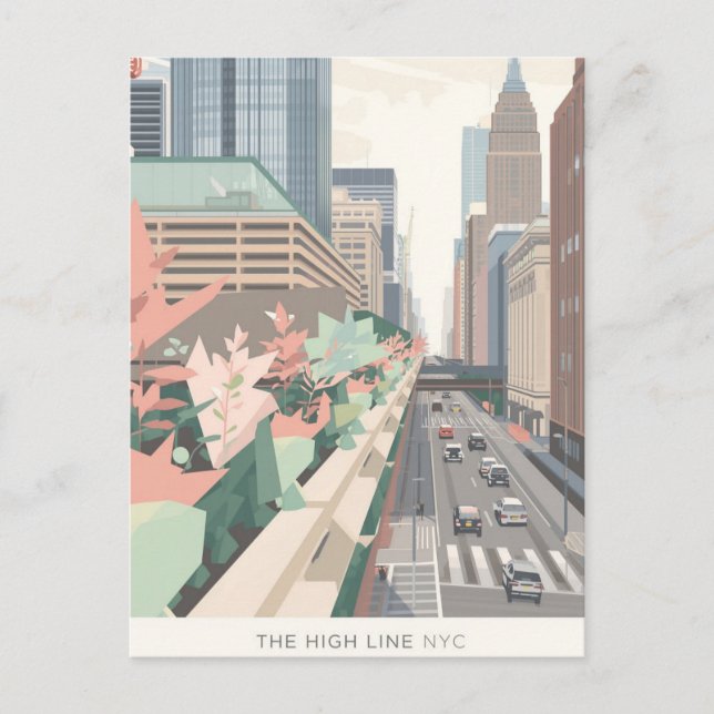 Postal La Línea Alta Arte Pastel NYC (Anverso)