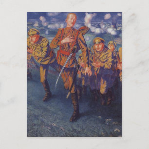 Postal La línea de fuego de Kuzma Petrov-Vodkin