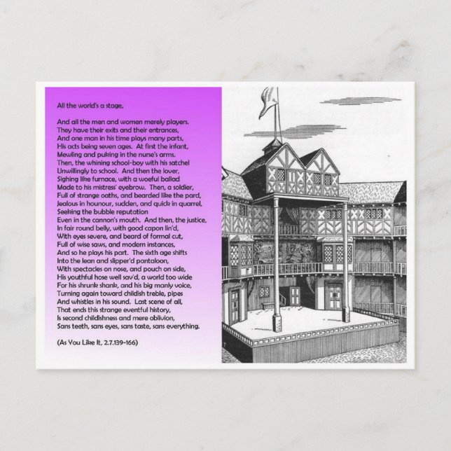 Postal La literatura, Shakespeare, todo el mundo es un es (Anverso)