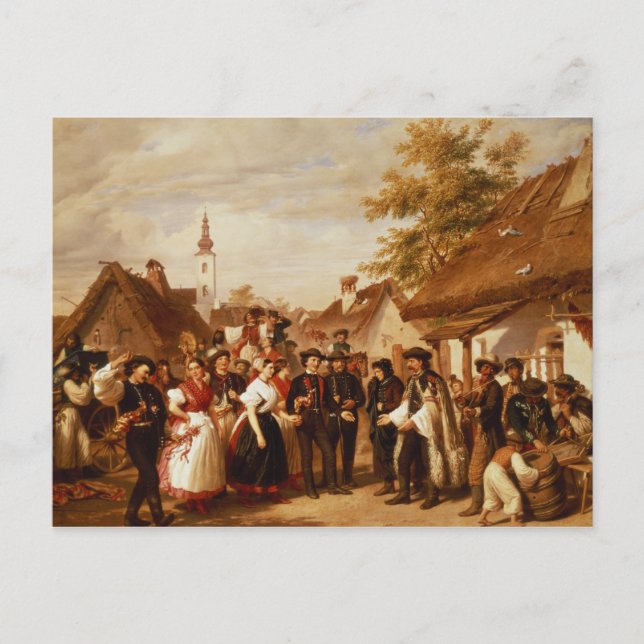 Postal La llegada de la novia, 1856 (Anverso)