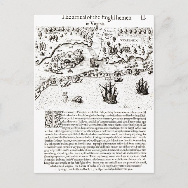 Postal La llegada de los ingleses a Virginia (Anverso)