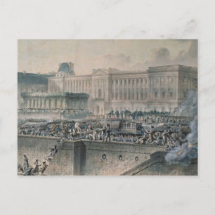 Postal La llegada de Luis XVI delante de