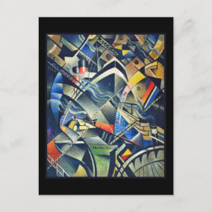 Postal La llegada de Nevinson con fondo negro