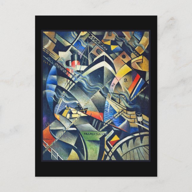 Postal La llegada de Nevinson con fondo negro (Anverso)
