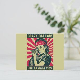 Postal La Loca Dama De Gato De Kamala 2024