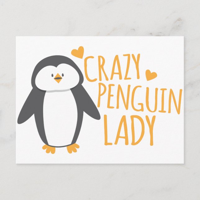 Postal La loca dama de pingüino (Anverso)