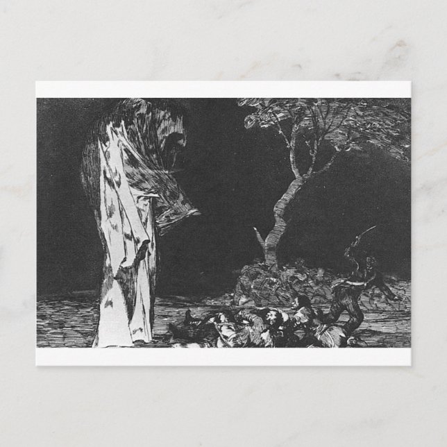 Postal La locura del miedo por Francisco Goya (Anverso)