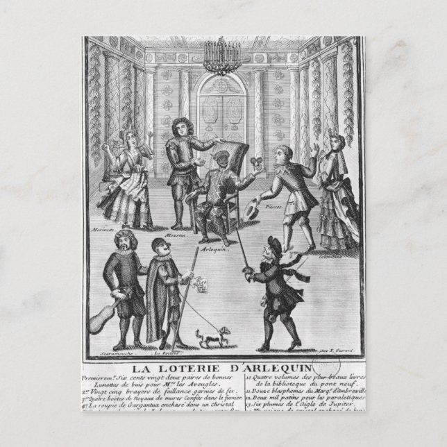 Postal La lotería de Harlequin (Anverso)