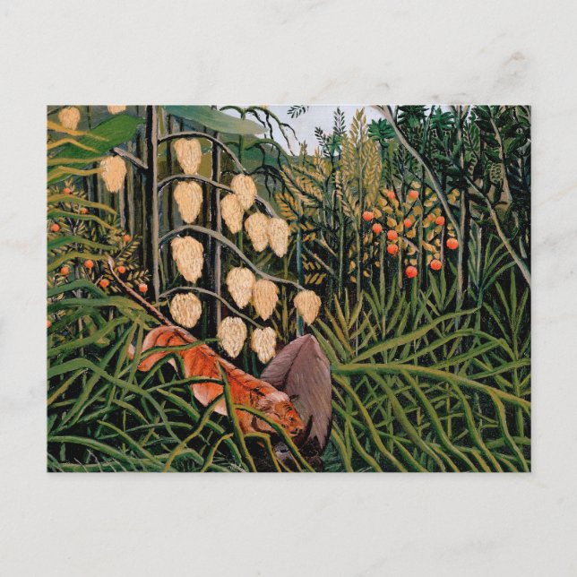 Postal La lucha de Rousseau entre el tigre y el toro (190 (Anverso)