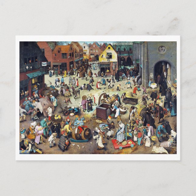 Postal La lucha entre el carnaval y la Cuaresma, Bruegel (Anverso)