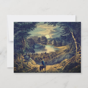 Postal La Luna de Cosecha, Currier e Ives: