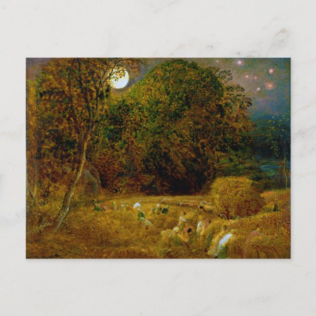Postal La Luna de Cosecha de Samuel Palmer (1833) (Anverso)