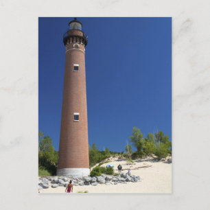 Postal La luz de Little Sable Point en el lago Michigan
