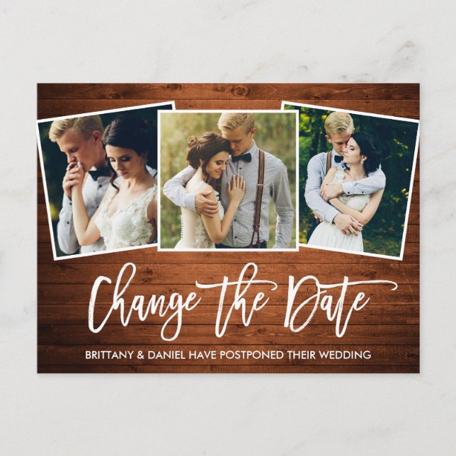 Postal La Madera De Guión De Pincel Cambia La Foto De Fec (Anverso)