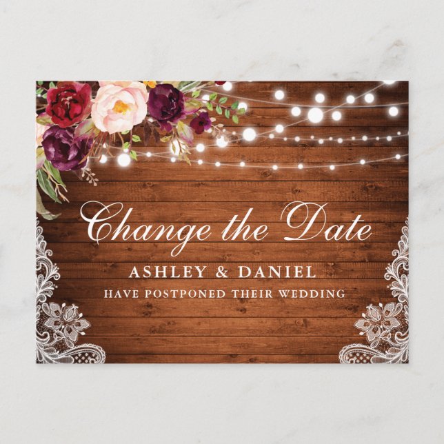 Postal La Madera Floral de acuarela cambia la fecha (Anverso)