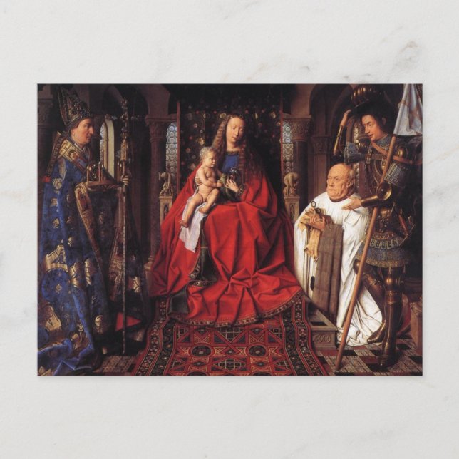 Postal La Madonna con Canon van der Paele, Jan van Eyck (Anverso)