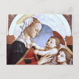 Postal La Madonna y el niño con un ángel es una pintura