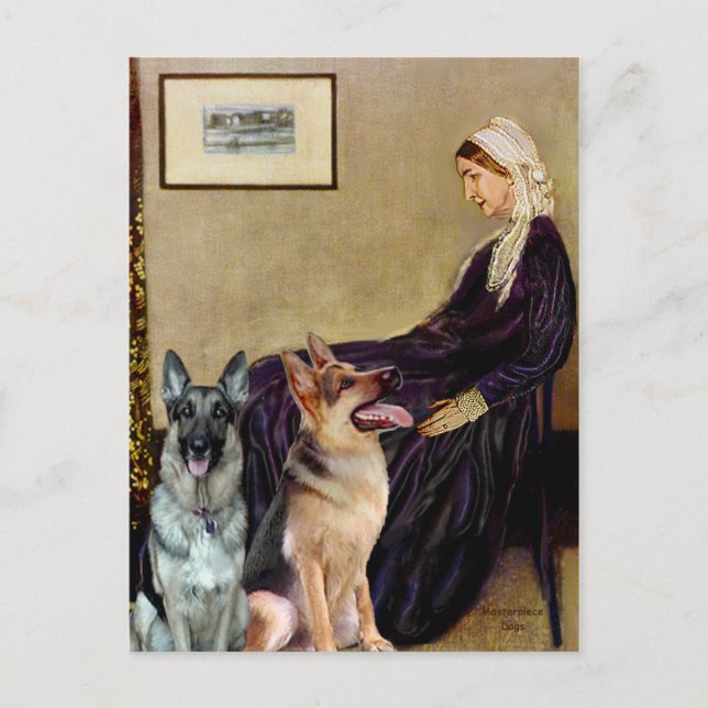 Postal La madre de Whistler - Dos pastores alemanes (Anverso)