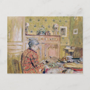 Postal La madre del artista desayunando, 1899-1904