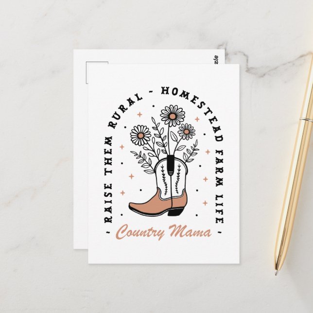 Postal La madre del país los cría en la granja rural (Anverso/Reverso In Situ)