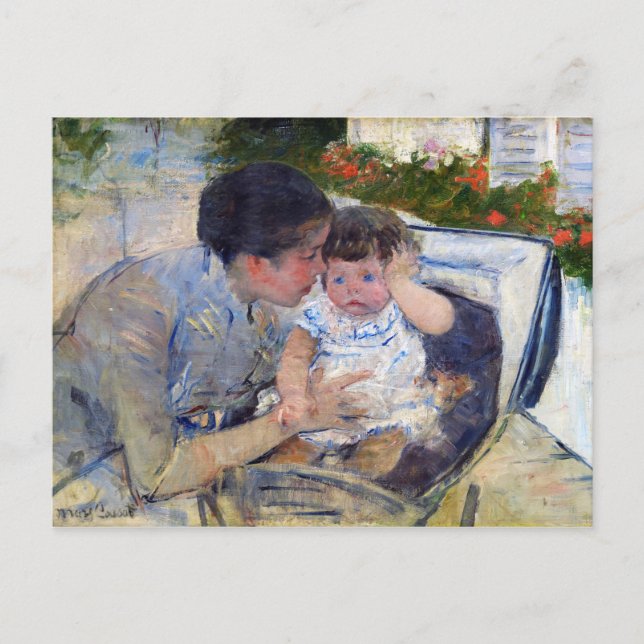 Postal La madre que conforma al bebé, Mary Cassatt (Anverso)
