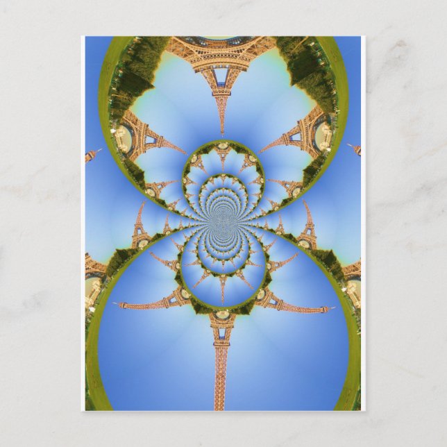 Postal La magia de París: Diseño geométrico de la Torre E (Anverso)
