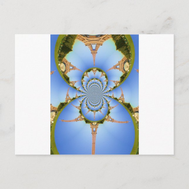 Postal La magia de París: Diseño geométrico de la Torre E (Anverso)