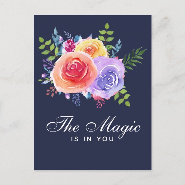 Postal La magia está en tu floral Inspiradora (Anverso)