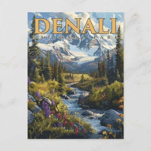 Postal La Majestad de Denali - Una aventura en un parque  (Anverso)