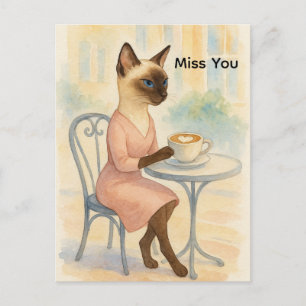 Postal La mamá de gato está bebiendo café