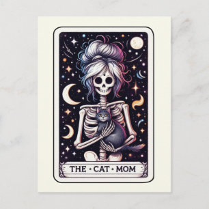 Postal La Mamá Gata Tarot Arte Bruja Esqueleto