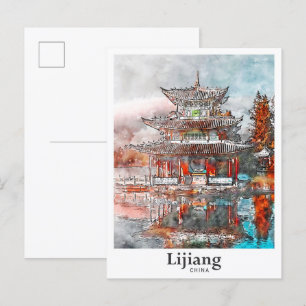 Postal La mano de agua de la navegación de Lijiang China