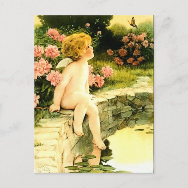 Postal La mariposa (c. 1920) Bessie Pease Gutmann (Anverso)