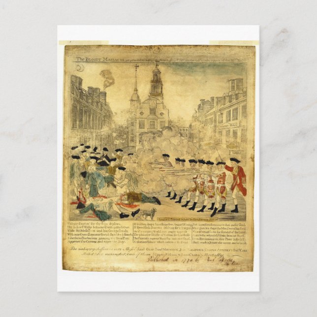 Postal La masacre de Boston de Paul Revere (Anverso)