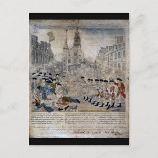 Postal La masacre de Boston de Paul Revere 1770