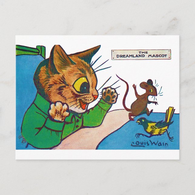 Postal La mascota Dreamland, Louis Wain (Anverso)